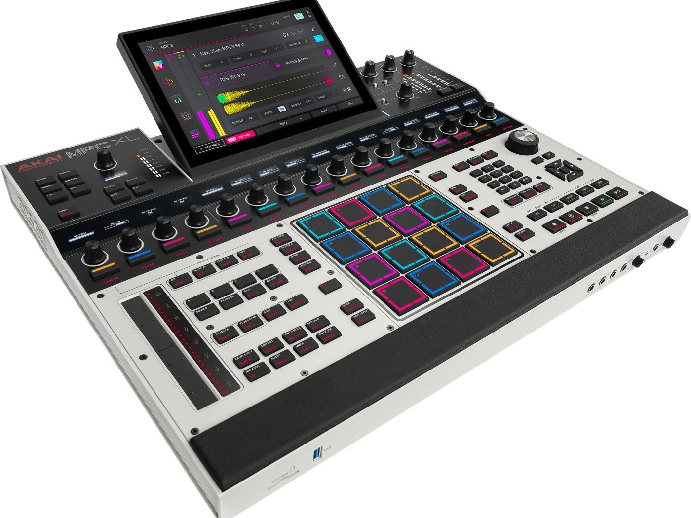 Akai MPC XL flagship with 10.1-inch tilting touchscreen, 16 OLED Q-Link knobs and MPCe pads