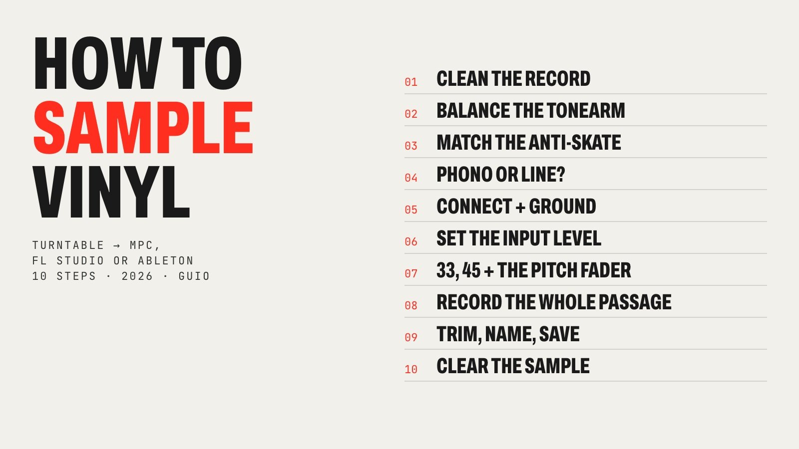 How to sample vinyl in 10 steps, from cleaning the record and balancing the tonearm to setting levels and clearing the sample